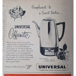 Vintage 1954 Universal Coffeematic Print Ad Landers Frary Clark Percolator